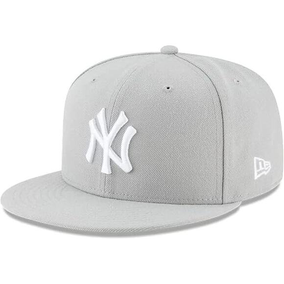 NWT New Era Men's Hat New York Yankees MLB Basic Fitted Cap,gray/white-Sz 7 1/8 - Picture 1 of 3